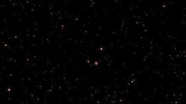 Değişik boyutlarda parıldayan, parıldayan beyaz, altın ve pembe yıldızlı siyah bir arka plan..