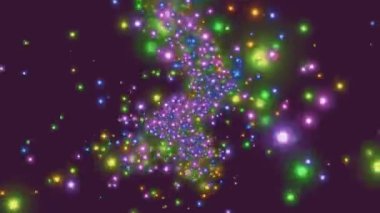 Koyu mor arkaplan üzerinde parlak noktalar bulunan soyut arkaplan.