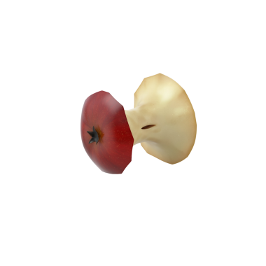 İkiye bölünmüş bir elma, içini gösteriyor, tazeliği ve sağlıklı beslenmeyi simgeliyor..