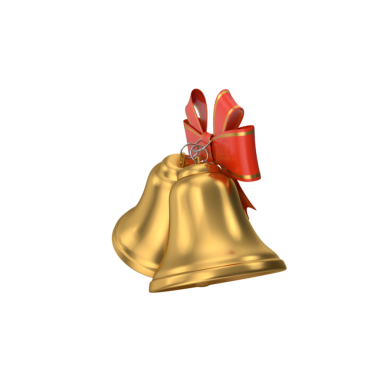 Kırmızı kurdeleyle süslenmiş bir çift altın çan, genellikle şenlikli süslemeler ve kutlamalar için kullanılır..