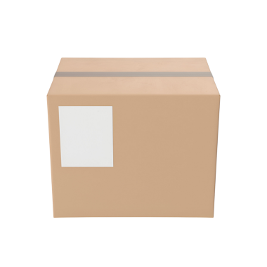 Boş etiketli sade bir karton kutu, genellikle nakliye veya depolama için kullanılır..