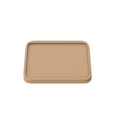 Tarafsız bej renkli basit, dikdörtgen bir tepsi, yemek servisi veya düzenleme için uygundur..