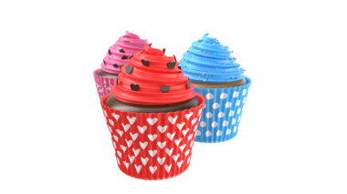 Dekoratif kremalı üç renkli kek. Kutlamalar ve tatlı için mükemmel..