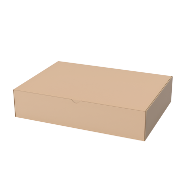 Güvenli bir şekilde depolama veya paketleme için tasarlanmış düz kahverengi bir karton kutu.