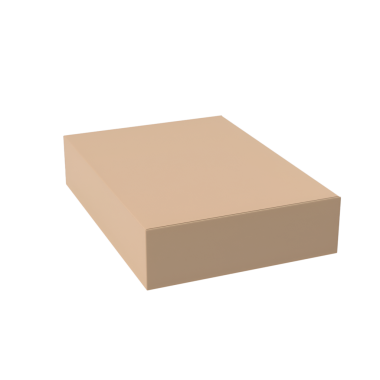 Basit, dikdörtgen, bej bir kutu, muhtemelen depolama veya ambalaj için kullanılır..