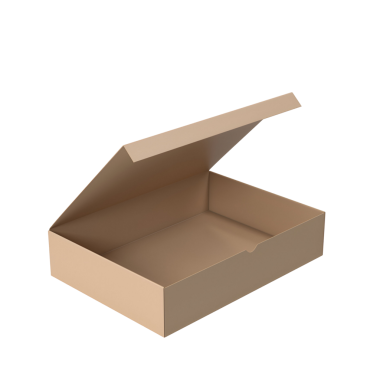 Paketleme veya depolama için uygun basit, açık bir karton kutu.