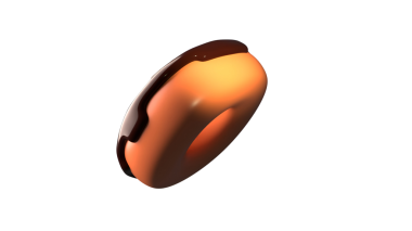 Parlak çikolata kaplı bir çörek pürüzsüz ve iştah açıcı bir yüzey sergiliyor..