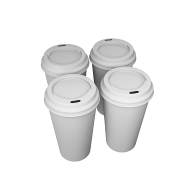 Dört sade, tek kullanımlık kahve fincanı..