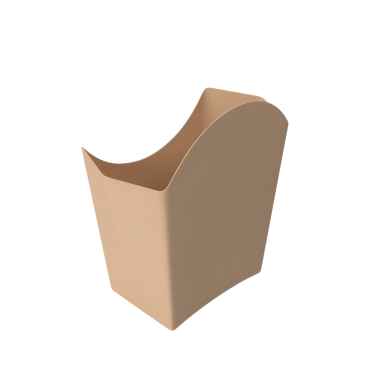 Basit, kavisli bir bej kap, muhtemelen nesneleri tutmak ya da düzenlemek için kullanılır..