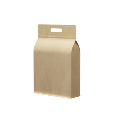 Gıda ambalajı için tasarlanmış basit, bej bir paket..