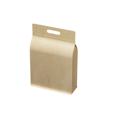 Yiyecek ambalajı için tasarlanmış basit, kahverengi bir paket paket..