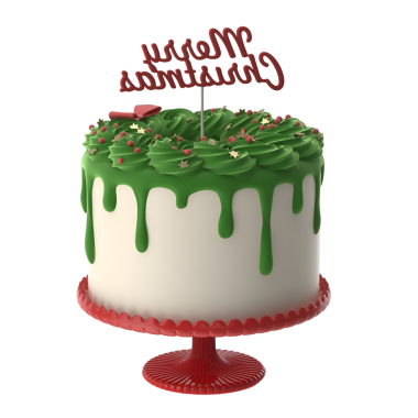 Yeşil kremalı, kırmızı aksanlı bir Noel pastası ve bayram kutlamaları için mükemmel bir 