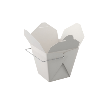 Genellikle Asya mutfağında servis edilen beyaz paket servis konteynırı..