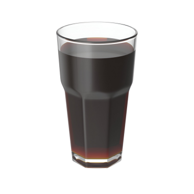 Koyu bir içecek, muhtemelen soda ya da benzer bir içecekle dolu bir bardak canlandırıcı görünümünü sergiliyor..