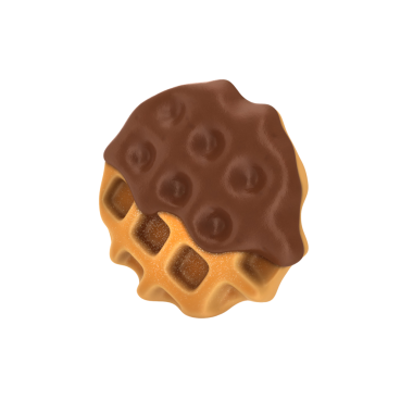 Çikolata kaplı lezzetli bir kurabiye, dokulu bir yüzey ve altın-kahverengi bir taban sergileniyor..