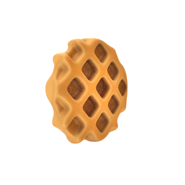Bir waffle 'ın gerçekçi bir tasviri, desenli yüzeyi ve klasik ızgara desenini sergiliyor..