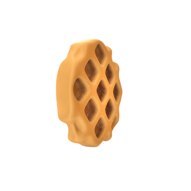 Nefis bir kahvaltı öğesini temsil eden, altın-kahverengi renkli ve desenli bir yüzeyi olan stilize edilmiş bir waffle..