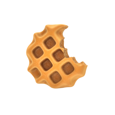Kısmen yenmiş bir waffle ızgara desenini ve dokusunu gösterir. Lezzetli bir kahvaltıyı ya da atıştırmayı simgeler..