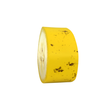 Sarı derisini ve iç dokusunu gösteren bir muzun enine kesiti..