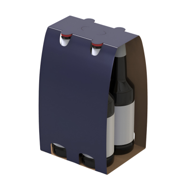 İçki şişeleri için tasarlanmış bir altılı paket tutucu, kolay ulaşım ve depolama için parlak bir tasarım içeriyor.