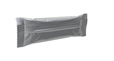 Tazelik ve rahatlık için tasarlanmış, muhtemelen yiyecek veya atıştırmalık şeyler için kullanılan gümüş, mühürlü bir paket..