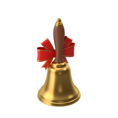 Tahta saplı ve kırmızı kurdeleli altın bir çan. Genellikle kutlama ve duyurular için kullanılır..