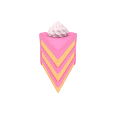 Katmanlı bir dilim pembe pasta ve krem şanti. Tatlılar ve kutlamalar için mükemmel..