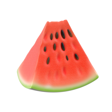 Bir dilim karpuz canlı kırmızı etini, siyah tohumlarını ve yeşil kabuğunu sergiliyor. Yaz keyfi için mükemmel..