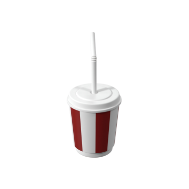 Pipetle çizgili bir bardak, genellikle sinemalarda ya da fast-food restoranlarında içecekler için kullanılır..