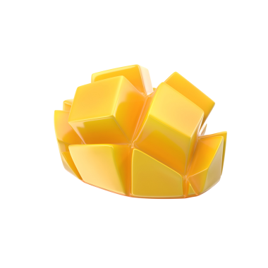 Tereyağı küplerinin parlak, stilize bir temsili, dokuyu ve biçimi vurguluyor..