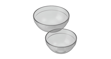 İki boyutta cam kaseler. Karıştırmak ya da servis etmek için uygun..