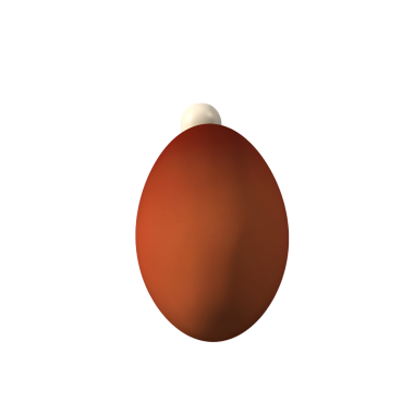 Düz eğimli ve küçük beyaz uçlu bir yumurtanın biçimlendirilmiş, dijital bir temsili..