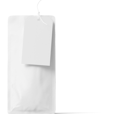 Etiketleme için boş etiketli, çeşitli ürünler için uygun sade beyaz bir paket.