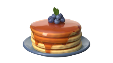 Bir tepside şerbet ve yaban mersinli krep. Lezzetli bir kahvaltı seçeneğini temsil ediyor..