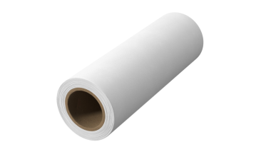 Bir rulo düz beyaz kağıt, genellikle baskı, çizim veya ambalaj için kullanılır..