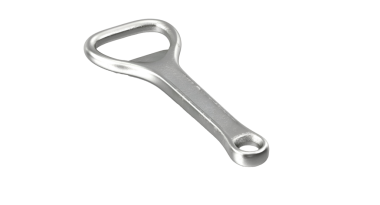 Şişe kapaklarını çıkarmak için tasarlanmış metalik bir şişe açacağı..