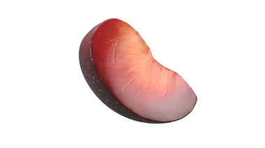 Böbrek şekilli, gradyan renkte bir nesne, muhtemelen bir besin öğesini ya da grafik tasarım elementini temsil ediyor..