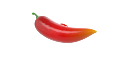 Canlı kırmızı biber, pürüzsüz yüzeyi ve sivri ucu gösteriyor. Mutfak kullanımı ve baharat geliştirme için ideal..
