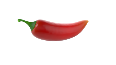 Canlı kırmızı biber yumuşak dokusunu ve kıvrımlı şeklini sergiliyor. Genellikle lezzet ve ısı için pişirmede kullanılır..