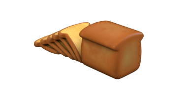 Yanına birkaç dilim dilimlenmiş bir somun ekmek. Sandviç veya tost için kullanılan sıradan bir yiyecek sergileniyor..