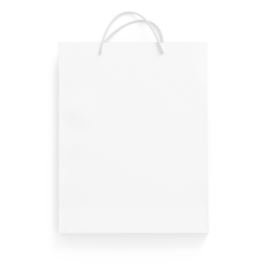 Sade, saplı, hediye veya eşya taşımak için uygun beyaz bir alışveriş çantası..