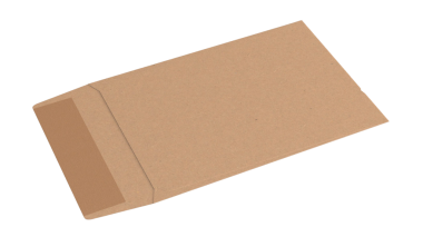 Düz kahverengi bir zarf, genellikle belgeleri veya küçük ögeleri postalamak için kullanılır..