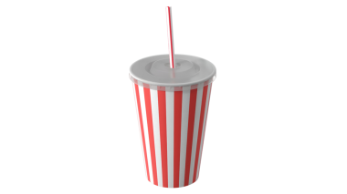 Pipetle çizgili bir bardak, genellikle meşrubat ya da milkshake gibi içecekler için kullanılır..