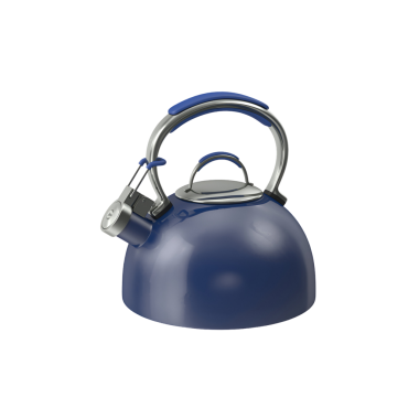 Kaynar su için tasarlanmış parlak bir su ısıtıcısı. Su hazır olduğunda ıslık çalıyor..