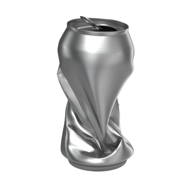 Atık ve geri dönüşüm sorunlarını temsil eden buruşmuş bir alüminyum kutu.