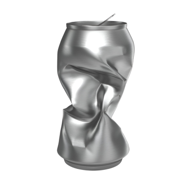 Pipetle buruşmuş bir alüminyum kutu, atık ve geri dönüşüm sorunlarını temsil ediyor..