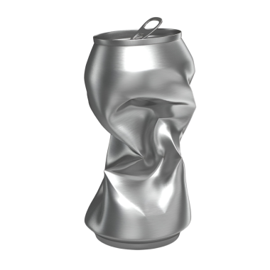 Çağdaş toplumda atık ve geri dönüşüm sorunlarını temsil eden buruşmuş bir alüminyum kutu..