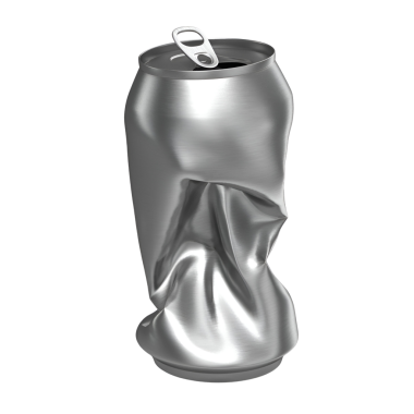 Atık ve geri dönüşüm sorunlarını gösteren ezilmiş bir alüminyum kutu.