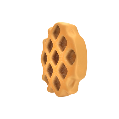 Bir waffle 'ın gerçekçi bir tasviri, desenli yüzeyi ve karakteristik ızgara desenini gözler önüne seriyor..