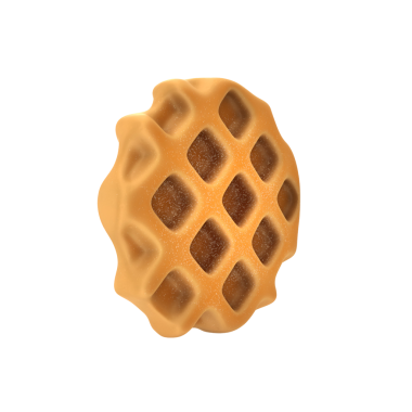 Bir waffle 'ın gerçekçi tasviri, desenli yüzeyi ve altın-kahverengi rengini gözler önüne seriyor..